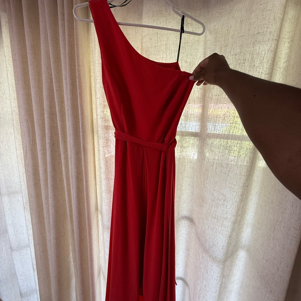 Vince Camuto Red Asymmetrical One-Shoulder Gown